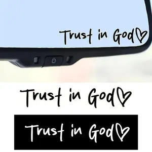 Trust in God Car Rearview Mirror Sticker(White+Black)*2, Car Rearview Mirror Decal, Inspirational Vinyl Sticker, Ideal Christian Gift