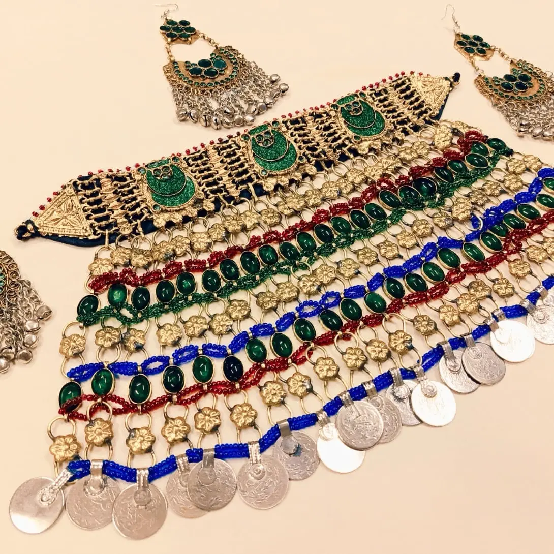 Afghani long tribal jewelry set