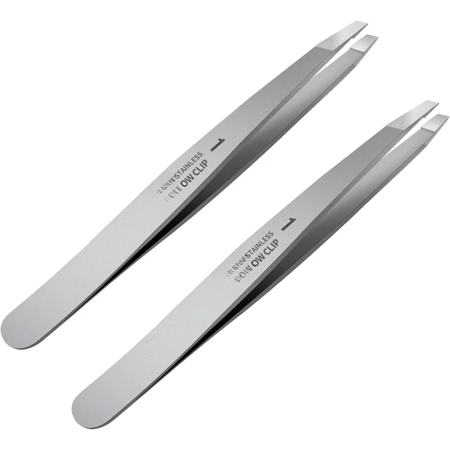 Tweezers Set - Professional Stainless Steel Slant Tweezers,  Precision Tweezers Set for Shaping Eyebrows,  Beauty Tools for Facial Hair, Ingrown Hair, Blackhead Removal(2Pcs Slant Tweezer)