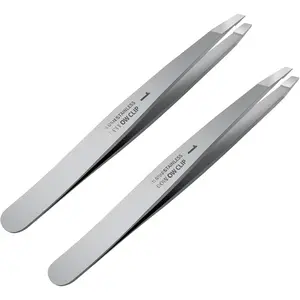 Tweezers Set - Professional Stainless Steel Slant Tweezers,  Precision Tweezers Set for Shaping Eyebrows,  Beauty Tools for Facial Hair, Ingrown Hair, Blackhead Removal(2Pcs Slant Tweezer)