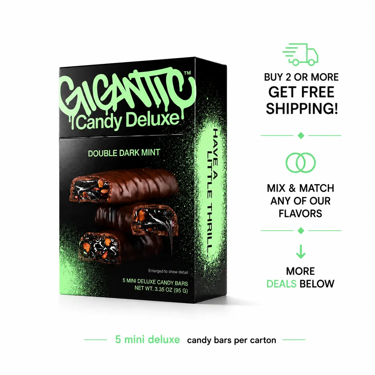Double Dark Mint Dark Chocolate Mini Candy Bars (5 Count) Carton – Candy Deluxe by Gigantic