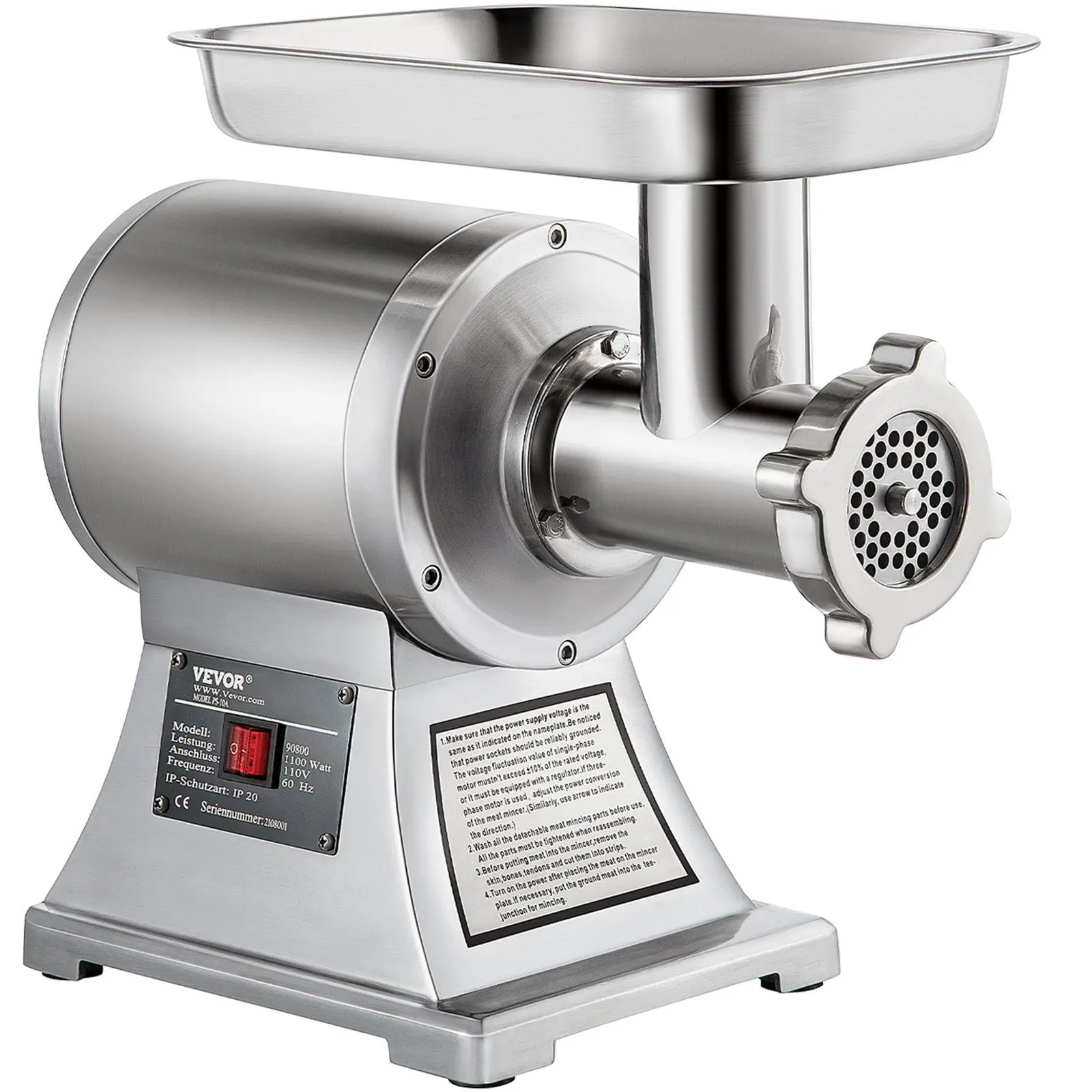 Spring new arrivals Commercial Meat Grinder,550LB/h 1100W Electric Meat Grinder, 220 RPM Heavy Duty Stainless Steel Industrial Meat Mincer w/2 Blades, Grinding Plates & Stuffing Tubes