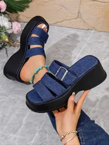 Women's Fashion Leopard Print Platform Sandals, Casual Comfortable Platform Sandals for Summer, Female All-match Round Toe Sandals for Daily Wear