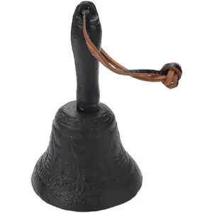 Solid Cast Iron Hand Call Bell with Handle, 1pc Black Handbell for School, Home, Hotel, Christmas and Wedding Service