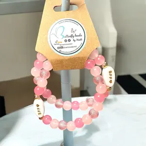BFF Bracelet Set - pinks ( can do any colors add message)