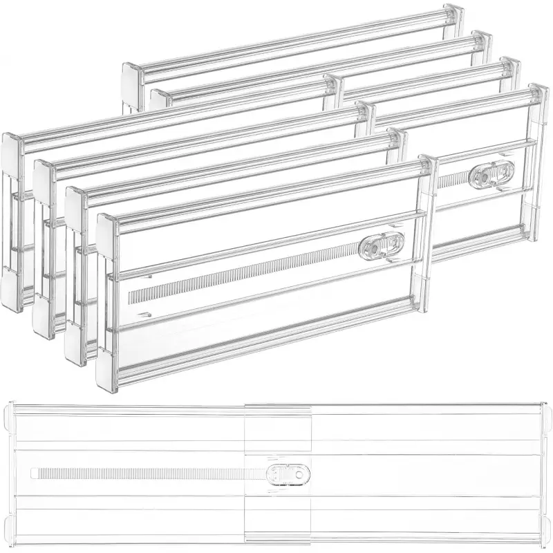 8 Pack 6" Tall Upgrade Drawer Dividers for Big and Deep Drawer, 12.8"-22.3" Adjustable Expandable Dresser Drawer Organizer, Clear Plastic Separators for Dresser, Bab
