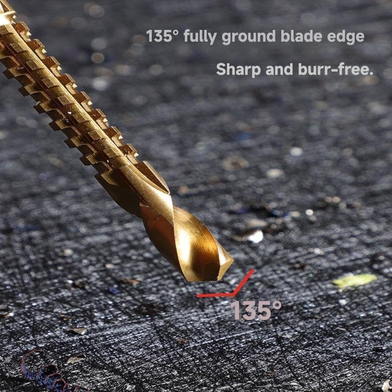 Titanium-Plated High-Speed Steel 6Counts Metalworking Set for Drilling Screwing Boring Carving Cutting Polishing Durable Tools Plunge