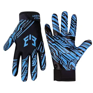 1 Pair Blue & Black American Football Gloves, Anti-Slip & Breathable Receiver Gloves for Outdoor Sports Rugby Gloves