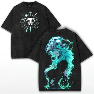 valentine shirts BLEACH Nelliel Tu Odelschwanck Printed Tee Graphic Washed T-shirt Men Cotton Tops Vintage Manga T Shirt Harajuku Casual T Shirt