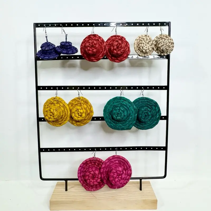 Handwoven Raffia Statement Earrings | Naturally Colored | Lightweight | Casual Lady’s Everyday Style Accessories