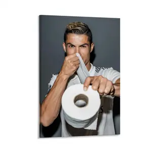 Cristiano Ronaldo Funny Bathroom Poster - Football Meme Wall Art - Soccer Star Print - Humorous Sports Decor - Gift For Football Fan