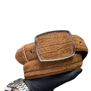 Cinto Miel Cuello De Toro For Caballero Brown Leather Belt with Unique Design and Metal Buckle for Men's Fashion