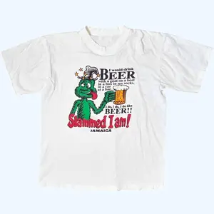 Youth Adult Funny Grin I Would Drink Beer Streetwear Slammed I Am Jamaica Joke Shirt Vintage Meme Unisex Tshirt Top Apparel Menswear 100% US Cotton Black 5.3 oz/yd² Casual All Seasons