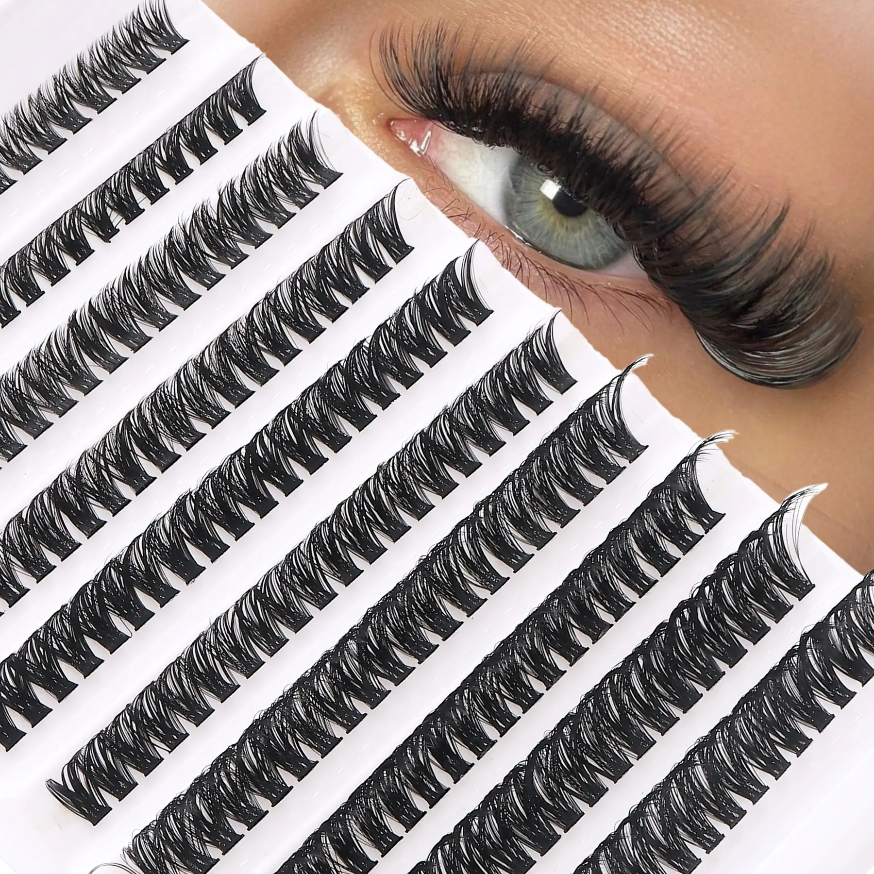 10 Row 200Pcs Black Lashes Individual Lash Clusters 60D, D Curl 8-16mm Mixed,3D Fluffy Thick &Soft Dramatic Fake Lashes,Reusable For Self Use DIY At Home Or On-The-Go For Daily Life&Dating&Party&Travel&Give A Gift