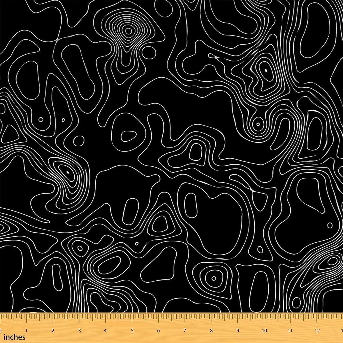Ga Print Fabric Stylish Topographic Contour Design Decorative Geometric Upholstery Fabric Chairs Black White Soft Flannel