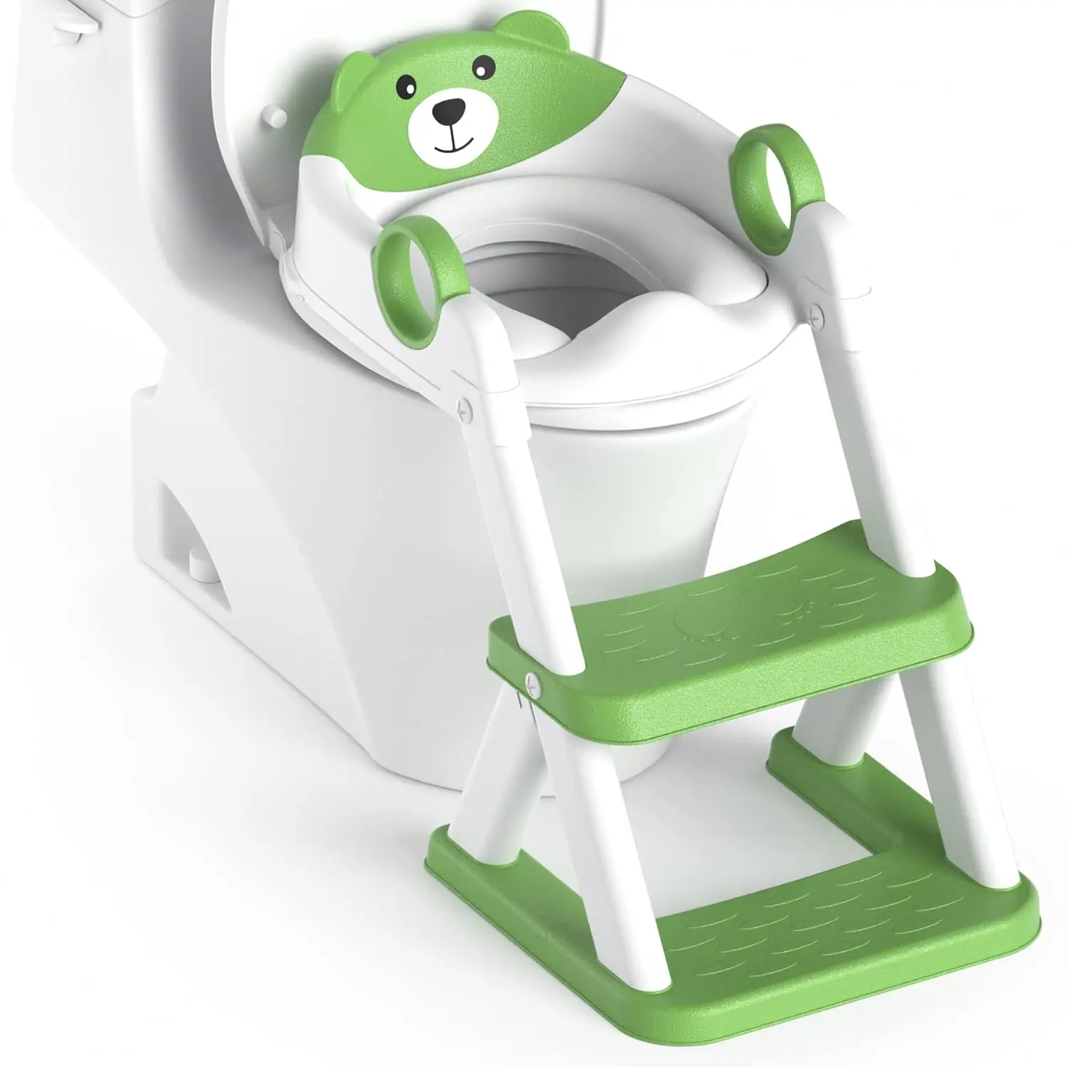Potty Training Seat, Upgrade Toddler Toilet Seat  Kids Boys Girls, 2 in 1 Potty Training Toilet, Splash Guard Anti-Slip Pad Step Stool(Green)