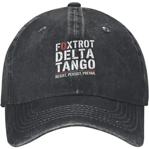 Foxtrot Delta Tango FDT Baseball Cap Resist Persist Prevail Golf Dad Hats for Mens Women Washed Cotton Snap Back Hat Personalized Dad Hat