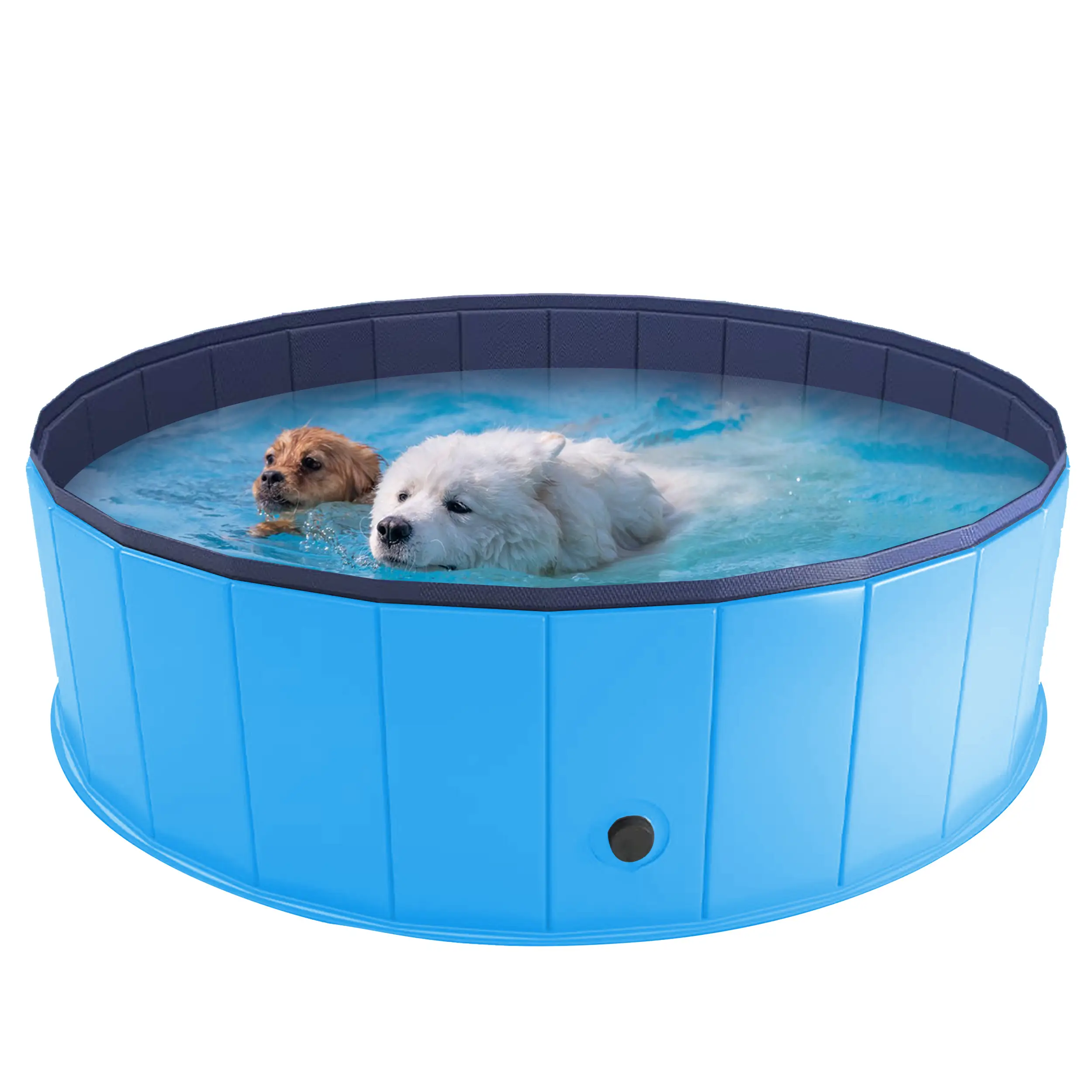 MALFT Foldable Dog Pool Collapsible Hard Plastic Pet Swimming Pool Portable Bath Tub for Dogs Cats 48x12 Inches Gray Color