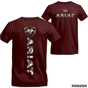 Ariat T-Shirt - Geometric Southwestern Logo Design, Suitable For Men And Women, Breathable Fabric For All-Day Comfort. Crewneck Casual Menswear Tops