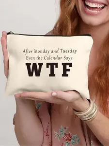 Letter Pattern Makeup Bag, Casual Zipper Makeup Bag, Cosmetics Travel Bag, Wallet Pencil Case, Stationery Bag, Multifunctional Bag, Gift for Friends