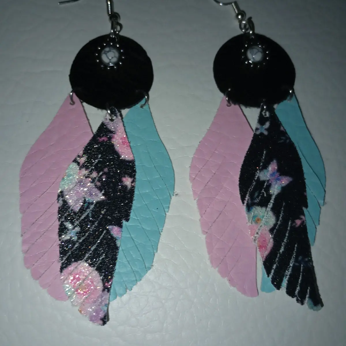 Faux Leather Feather Earrings