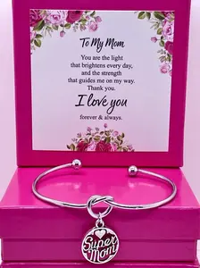 Super Mom Charm Bracelet Bangle