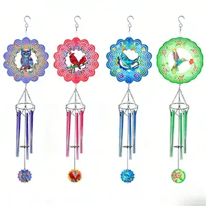 1pc Mandala 3D Rotating Wind Chime, Creative Owl Wind Chime, Hanging Decoration For Balcony And Courtyard, Suitable For Home Garden, Outdoor Office, And Can Be Given As A Gift For Holidays Or Birthdays
