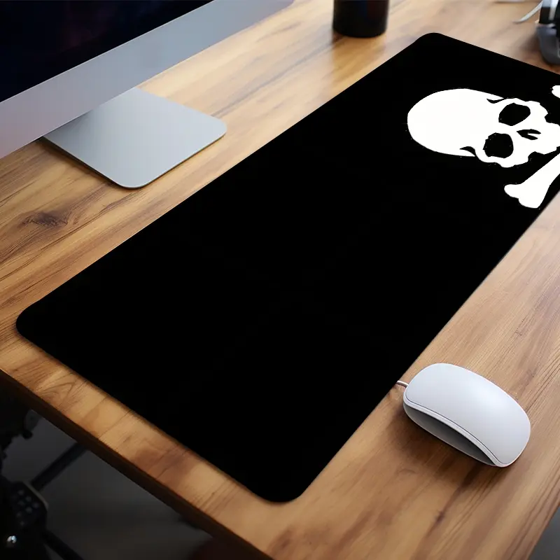 Extra Large Black White Skull & Bones Mouse Pad Gothic Minimalist Gaming Desk Pad 35x16 Inch Computer Keyboard Mousepad with Non-Slip Rubber Base Durable Stitched Edge Perfect Gift for Home and Office Gaming Mouse Pads