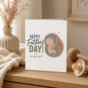 [Father's Day Gift] First Father's Day Card from Baby Bump, Happy Father's Day See You Soon Card, Pregnancy Announcement Card for Dad to Be