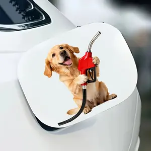 1PC Daily Cute Pet Goofy Decor Sticker (for car interior/pet-style water bottle/dog parent stationery) Golden Retriever Refueling logo elements, add fun & goofy pet daily texture Decor sticker + daily cute pet goofy-style decor goods Car Decals