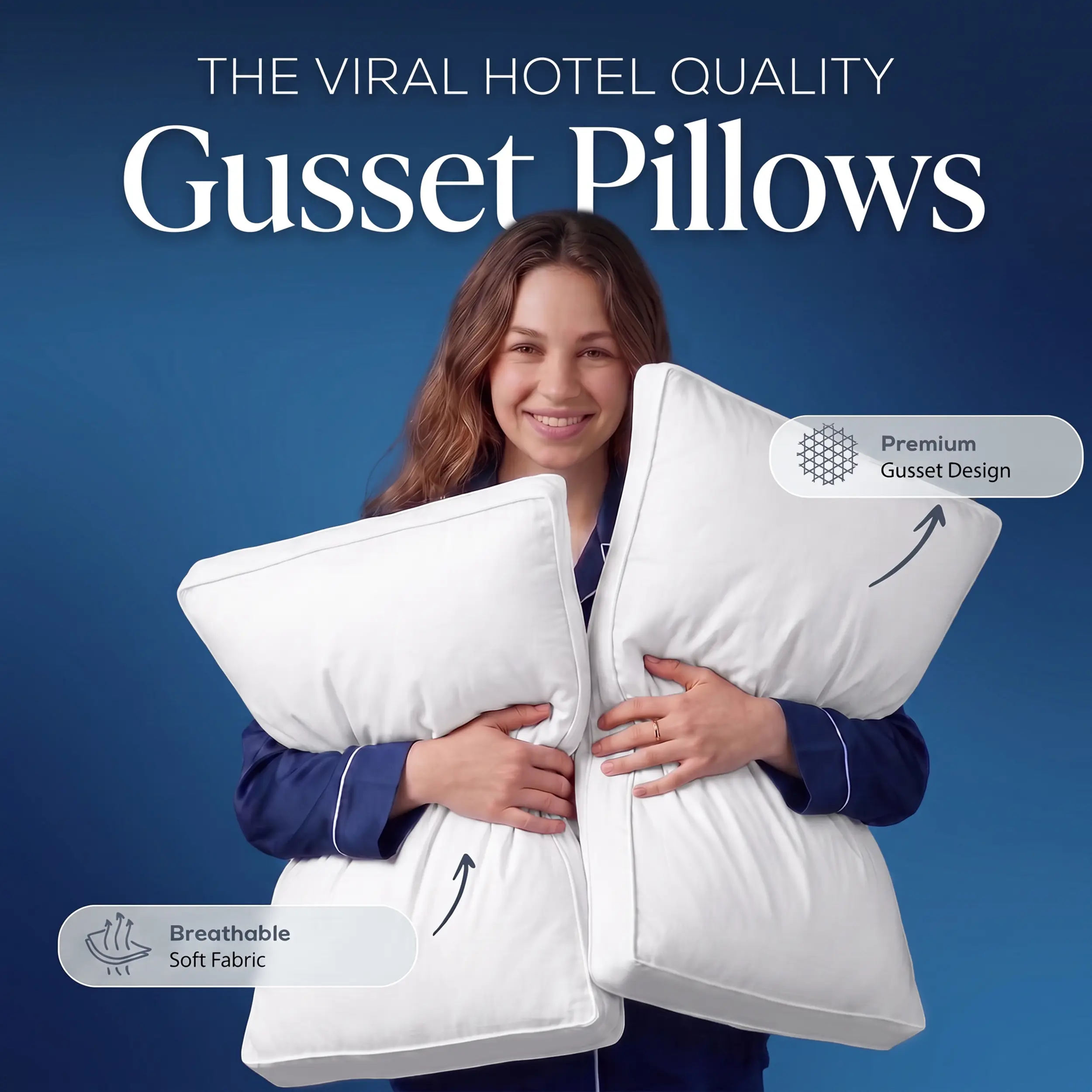 Utopia Brands Gusseted Bed Pillows for Sleeping (2 & 4 Pack) - Viral Hotel Quality, Cooling Plush, Breathable, Shape-Retaining, Polycotton Cotton-Polyester, Corded Edge Hold, Gusseted Support, Bed Accessories, Bedroom