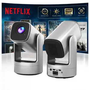 HUANLETOU  With batteries Rechargeable Mini Android Outdoor projector, 800ANSI native 1080P resolution, auto focus and auto trapezoidal correction, 200-inch screen WiFi6 bt5.2 multi-functional UHD outdoor entertainment projector.