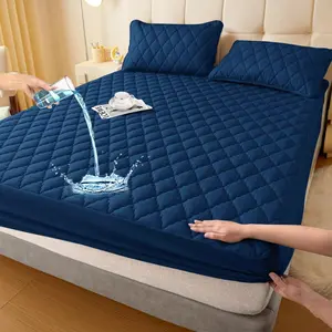 Waterproof Plaid Checkered Design Bed Sheet Set, Waterproof Fitted Sheet, Soft Mattress Protector for Home Bedroom, Guest Room, Apartment, School, Elderly, Pets, Dogs, Cats