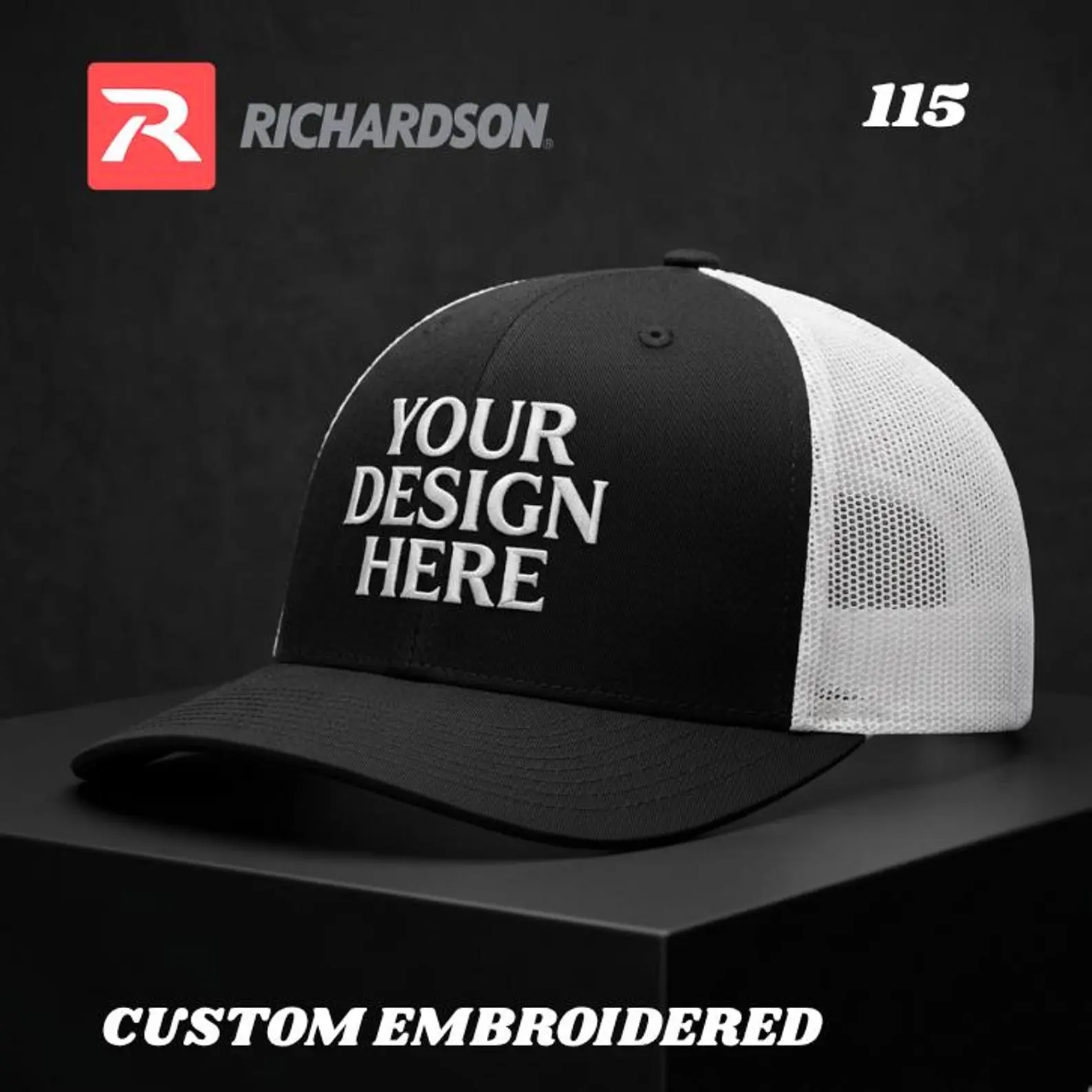 Custom 115 Low Pro Trucker Hat, Personalized Embroidered Snapback Mesh Cap, Custom Logo Hat, Gift for Men Women