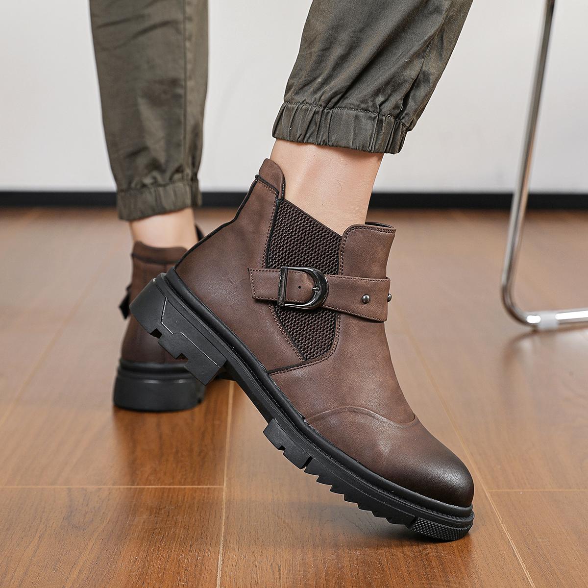 Men’s loafers, high-heel ankle boots, non-slip men’s shoes, trendy men’s boots, durable, stylish, retro, classic men’s shoes