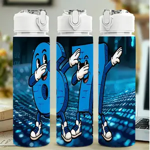 Cute Cartoon, Portable Leakproof Large Capacity 750ML, Robot 67 Design, Essential fot Students, Unisex Sports Outdoor Cup, Water Bottle