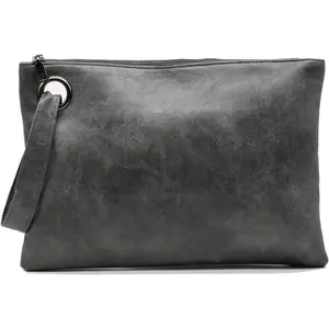 Women’s Oversized PU Leather Clutch – Large Envelope Evening Bag with Wristlet & Shoulder Strap