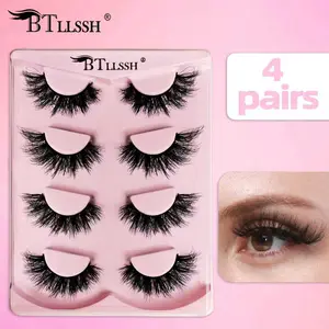 4 Pairs Long-Tail False Eyelashes, Eyelash Extension with Gift Box, Solid Non-Flammable False Lashes Made in Licang District, Qingdao, Shandong