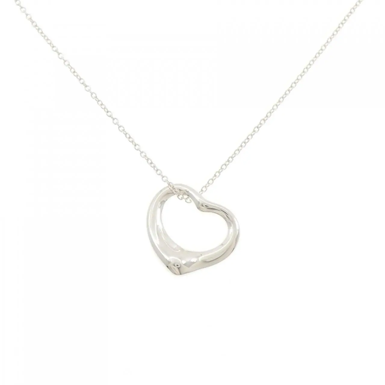 Pre-owned Tiffany & Co. Sterling Silver 925 (Ag925) Small Leather Goods Tiffany Open Heart 925 Silver Necklace