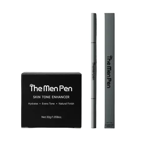 TheMenPen Skin Tone Balancer Men's 2-Piece Combo Set - Hair Filler Pen + Skin Tone Enhancer, Blends to Fix Patchy Brows, Evens Tone, Erase Redness & Dark Circles