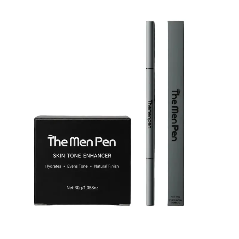 TheMenPen Skin Tone Balancer Men's 2-Piece Combo Set - Hair Filler Pen + Skin Tone Enhancer, Blends to Fix Patchy Brows, Evens Tone, Erase Redness & Dark Circles