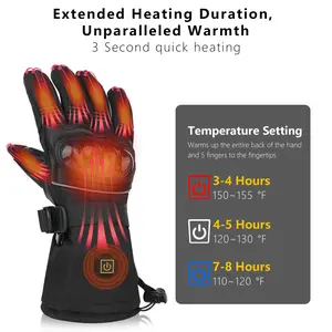 Rechargeable Electric Heated Gloves for Men & Women - 3 Seconds Quick Heating, 3 Temperature Settings, Waterproof Winter Gloves for Skiing, Hiking, Snowboarding, Outdoor Work