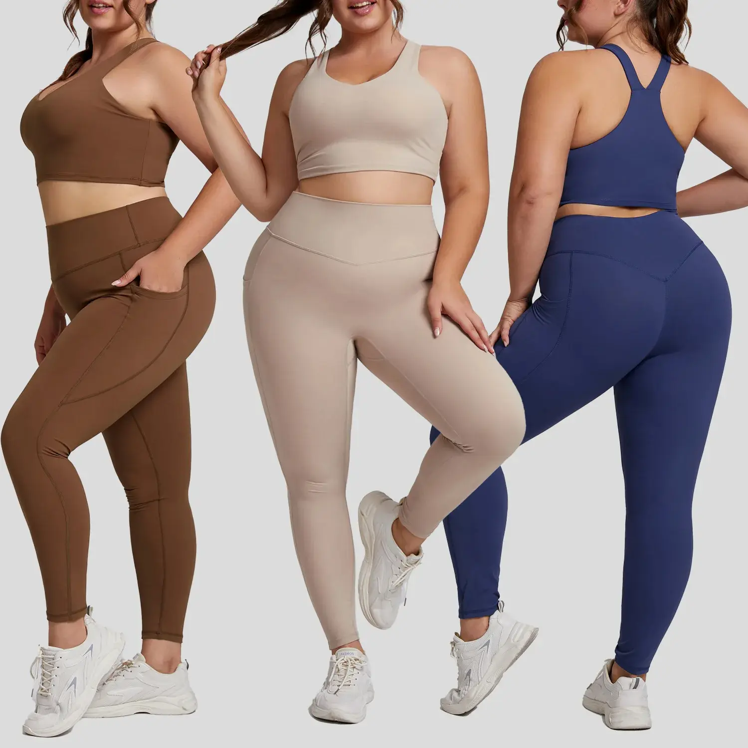 Women's 2-Piece Naked Feeling Yoga Set, Plain Colors Workout Sets for Women, Athletic Wear for Yoga & Workouts, Plus Size XS-XXXL, Athletic Leggings And Crop Tops Women's Sportswear Set