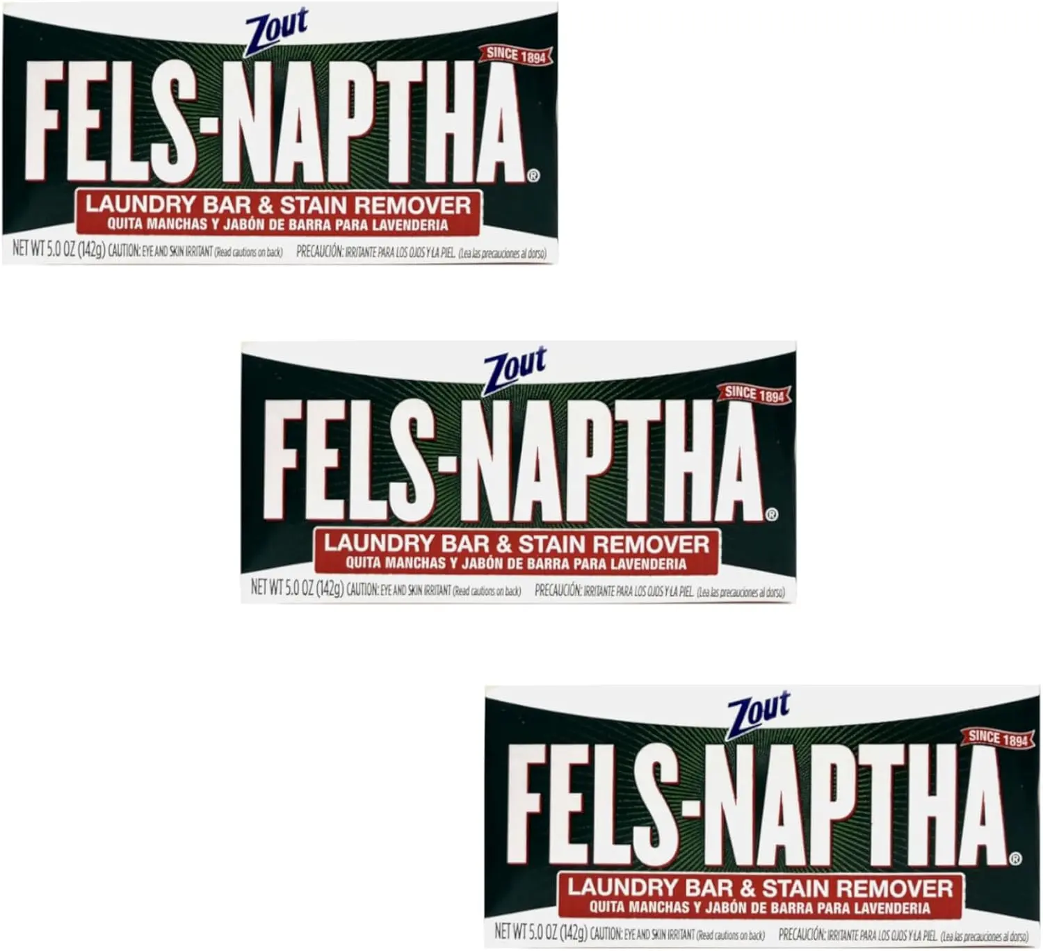 Fels Naptha Laundry Soap & Stain Remover Bar, Pack of 3