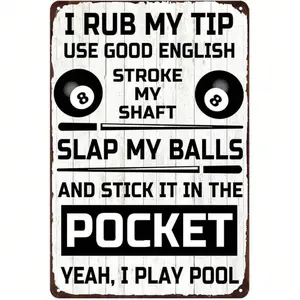 Retro Aluminum Pool Table Sign Vintage Game Room Wall Decor for Man Cave Bar Cafe Aluminum Poster
