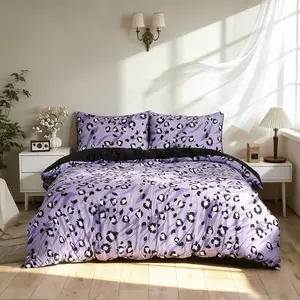 Fresh Spring Summer New Color Leopard Print Bedding Set, Breathable and Super Soft, Includes 1 Fitted Sheet No Core and 2 Pillowcases No Core, All Season Suitable