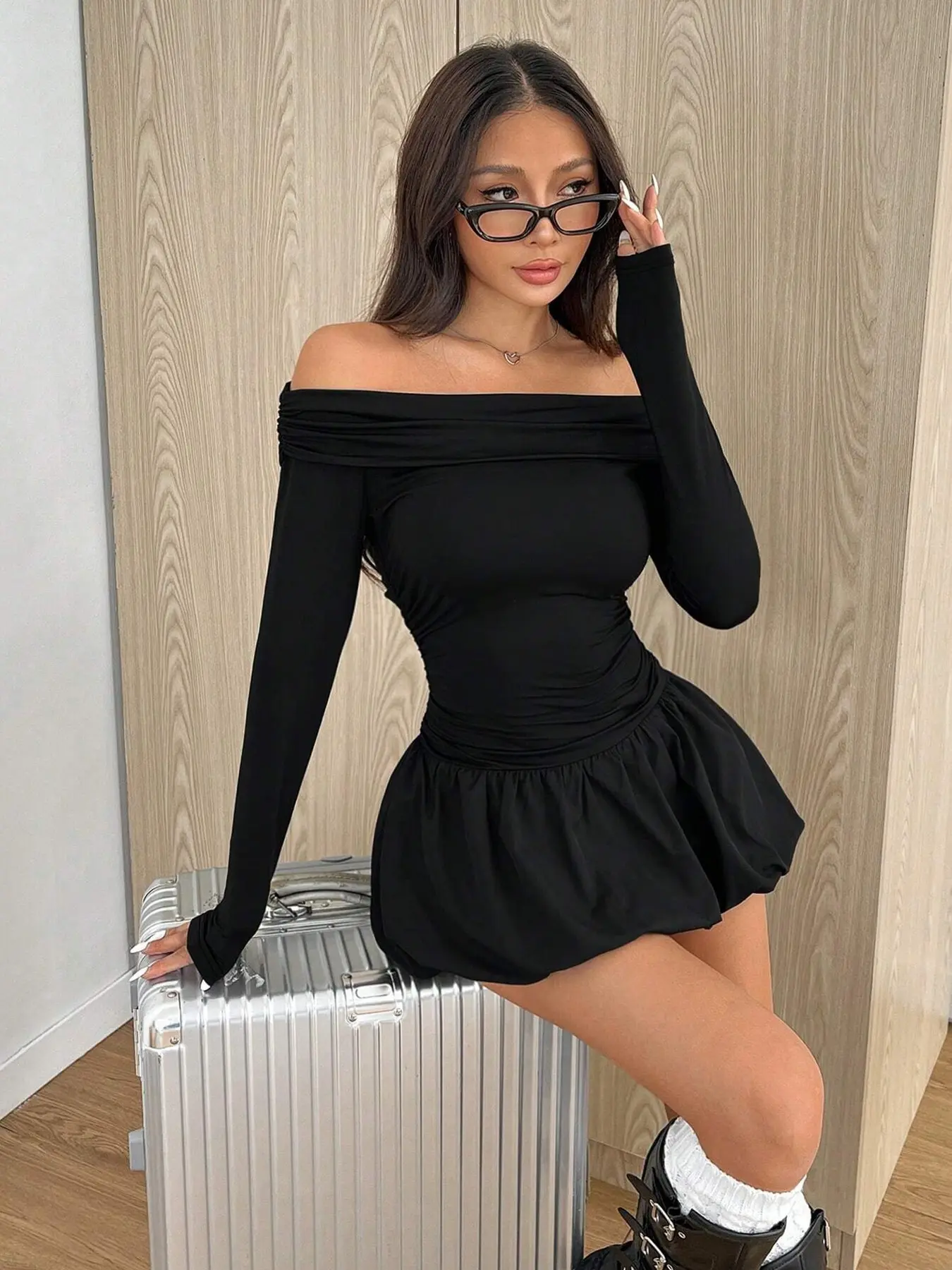 Women's off Shoulder Ruched Bodycon Dress, Burgundy Dress for Holidays,  Casual Party Dress, Elegant and Stylish Everyday Wear - TikTok Shop