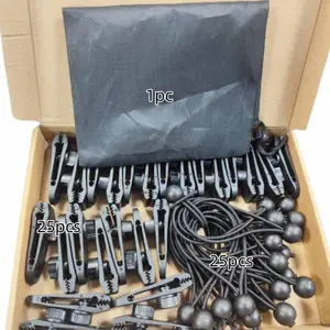 25pcs set Heavy Duty Tent Clips with Bungee Cords - Durable Nylon Camping Accessories for Tarp, Shelter, Awnings & Pool Covers - Secure Grip, Easy to Carry, All-Season Use, Tarp Accessories