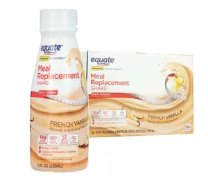 Equate Meal Replacement Shakes French Vanilla 11 fl oz 12 Count Ready-to-Drink with 10g Protein & 24 Essential Vitamins & Minerals