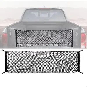 Truck bed netting for Chevrolet Colorado and GMC Canyon, as well as Ford F150/F250, accessory storage organizer, envelope-style bed netting with heavy-duty carabiners (49x15.2 inches).